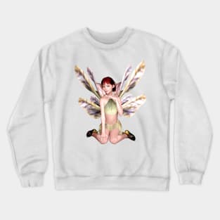 Cute elf fairy faerie butterfly wings happy girl Crewneck Sweatshirt